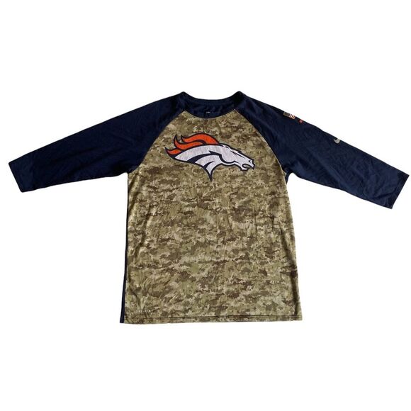 NFL Denver Broncos Nike Onfield Apparel The Nike Tee 3/4 Raglan Sleeve Tee Sz M - Picture 5 of 10